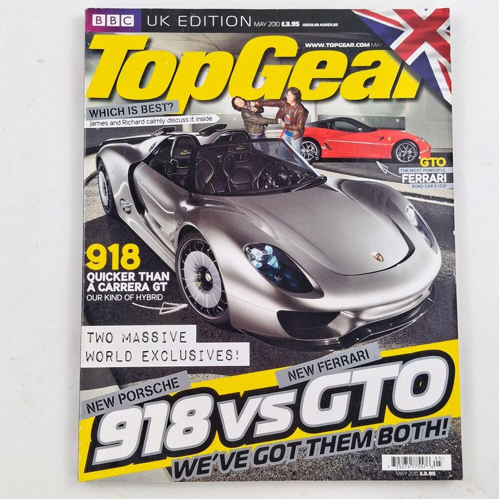BBC Top Gear Magazine May 2010 918 Vs GTO Porsche Ferrari UK Edition Issue Cars